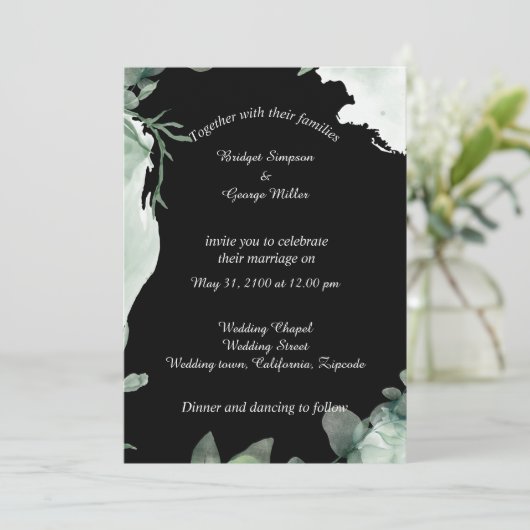 moderne noir élégant Faire-part de mariage perwink (Debout devant)