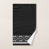 Moderne noir et blanc abstact damas serviette de b (Serviette à main)