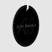 Moderne Noir & Gris | Nom et Monogramme Cool (devant)