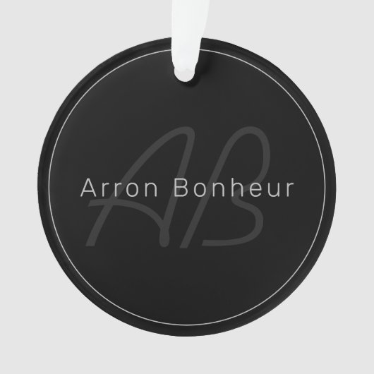 Moderne Noir & Gris | Nom et Monogramme Cool (devant)