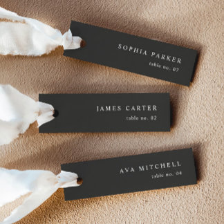 Moderne Noir Wedding Naam Plaats Kaarten