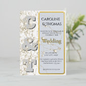 Moderne non-conformistische Pearl Gold Script Wedd Folie Uitnodiging (Staand Voorkant)