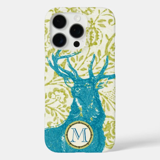 Moderne Nostalgie Monogram Herten  Bloemen Case-Mate iPhone Case (Achterkant)