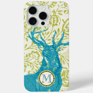 Moderne Nostalgie Monogram Herten Bloemen iPhone 15 Pro Max Hoesje