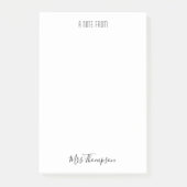 Moderne nota van de lerarennaam post-it® notes (Voorkant)