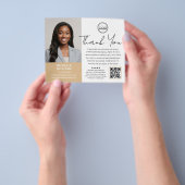 Moderne Notaris Bedankt Foto QR Code Goud Flyer (Hand)