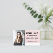Moderne Notaris Ondertekenaar Foto Blush Pink Visitekaartje (Staand voorkant)