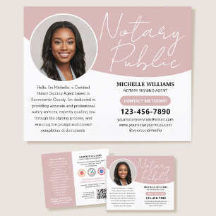 Moderne Notaris Public Profile Foto QR Code Roze Flyer