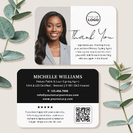 Moderne Notaris Publiek Dank u Foto QR Code Zwart Visitekaartje