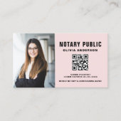 Moderne Notaris Signing Agent QR Code Foto Visitekaartje (Voorkant)