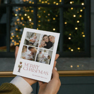 Moderne Notenkraker Vrolijke Typografie 4 Foto Feestdagenkaart