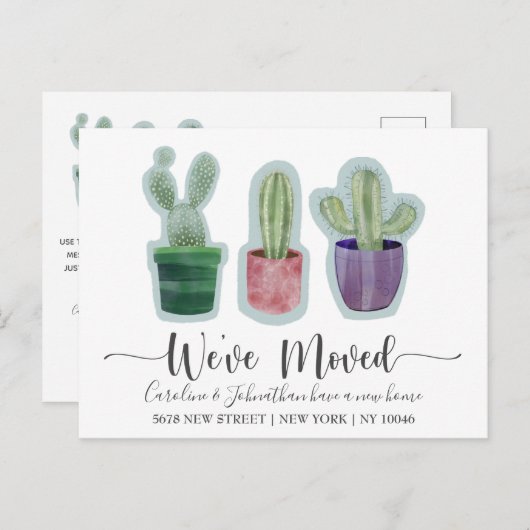 Moderne Nous avons déplacé Faire-part Cactus (Devant / Derrière)