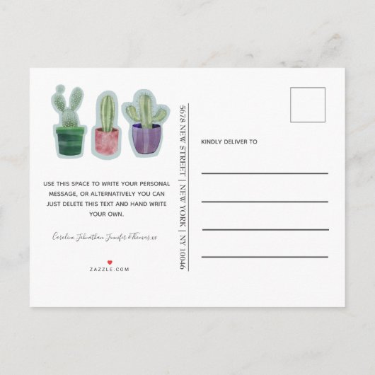Moderne Nous avons déplacé Faire-part Cactus (Dos)