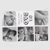 Moderne Nummer Een Papa Fotocollage Golfhanddoek (Horizontaal)