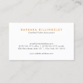 Moderne Nummers Logo Oranje Accountant Visitekaartje (Achterkant)