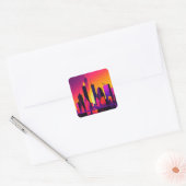 Moderne NYC Skyline Graphic Vierkante Sticker (Envelop)