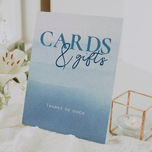 Moderne Oceaan Waterverf Baby shower Kaarten & Ges Reclamebord Met Voetstuk