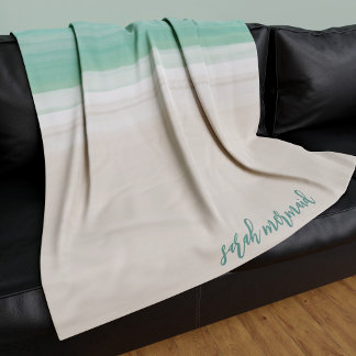 Moderne Ocean Beach Turquoise Zand Fleece Deken