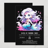 Moderne Ocean Mermaid Verjaardag Kaart (Voorkant / Achterkant)