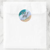 Moderne Ocean Wave Surf Sticker - Aangepaste Monog (Tas)