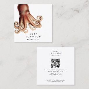 Moderne Octopus Coastal QR Code Social Media Vierkante Visitekaartje