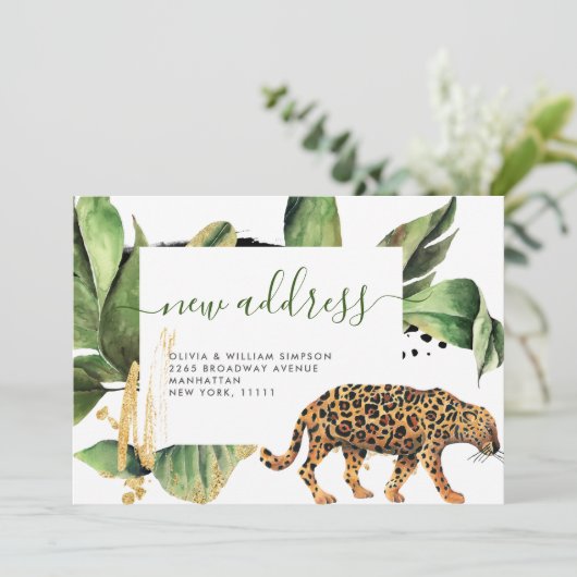 Moderne Oerwoud Greenery Moving Announcement Kaart (Staand voorkant)