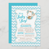 Moderne Oerwoud Safari Monkey Baby shower Uitnodig Kaart (Voorkant / Achterkant)