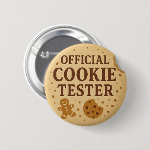 Moderne Officieel Cookie Tester Funny Kerstmis Ronde Button 5,7 Cm