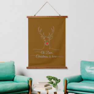 Moderne "Oh Deer" Minimalistische Kerst Reindeer Hangend Wandkleed