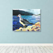 Moderne olieverfschilderbergen en bloeiende bomen canvas afdruk (Insitu (Houten vloer))