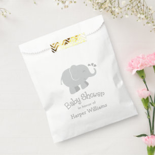 Moderne olifant Baby shower grijs en wit Bedankzakje