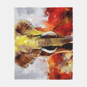 Moderne olifantenolieverfschilderij Abstract Fleece Deken