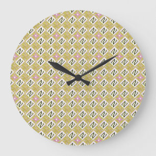 Moderne Olijf- en Magenta Geometrische Tribale Pat Grote Klok