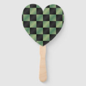 Moderne Olijfgroen Zwarte Gradiënt Geruit Handwaaier (Achterkant)