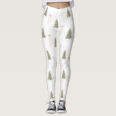 Moderne olijfgroene kerstbomen en -bogen leggings (Voorkant)