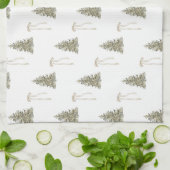 Moderne olijfgroene kerstbomen en -bogen theedoek (Gevouwen)