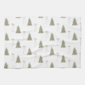 Moderne olijfgroene kerstbomen en -bogen theedoek (Horizontaal)