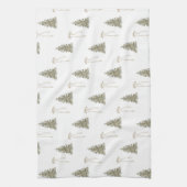 Moderne olijfgroene kerstbomen en -bogen theedoek (Verticaal)