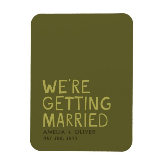 Moderne olijfgroene typografie | Vet gestreepte ru Magneet (Verticaal)