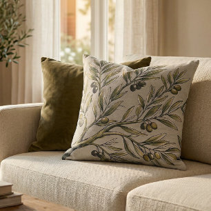 Moderne Olijftak Botanische Saliegroene Patroon Kussen