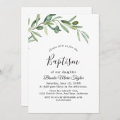 Moderne Olijftak doop uitnodiging (Voorkant / Achterkant)