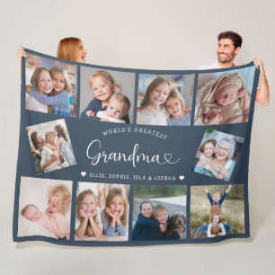 Moderne oma 10 foto collage knuffel hart fleece deken