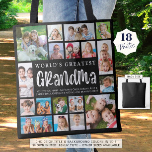 Moderne oma 18 fotocollage aangepaste kleur draagtas
