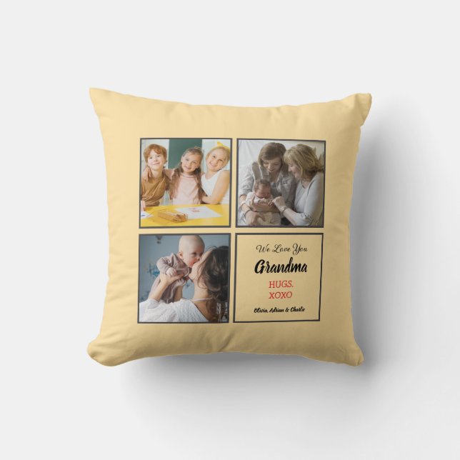 Moderne oma 3 Fotocollage Custom Gift Kussen (Voorkant)