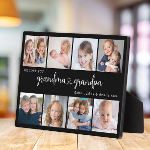 Moderne Oma en Opa Foto Collage Hart Script Fotoplaat