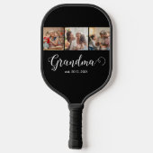 Moderne oma gevestigd 3 foto witte script pickleball paddle (Achterkant)