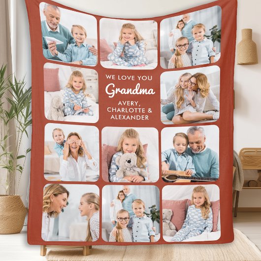 Moderne Oma Terracotta Custom 11 Fotocollage Fleece Deken