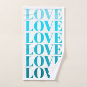 Moderne ombre bleue LOVE typographie Valentines Jo (Serviette à main)