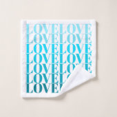 Moderne ombre bleue LOVE typographie Valentines Jo (Gant de toilette)