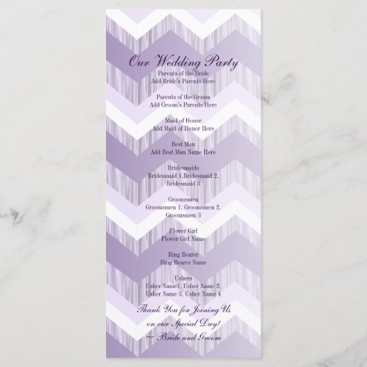 Moderne Ombre paarse Chevron huwelijksprogramma's Programma (Achterkant)